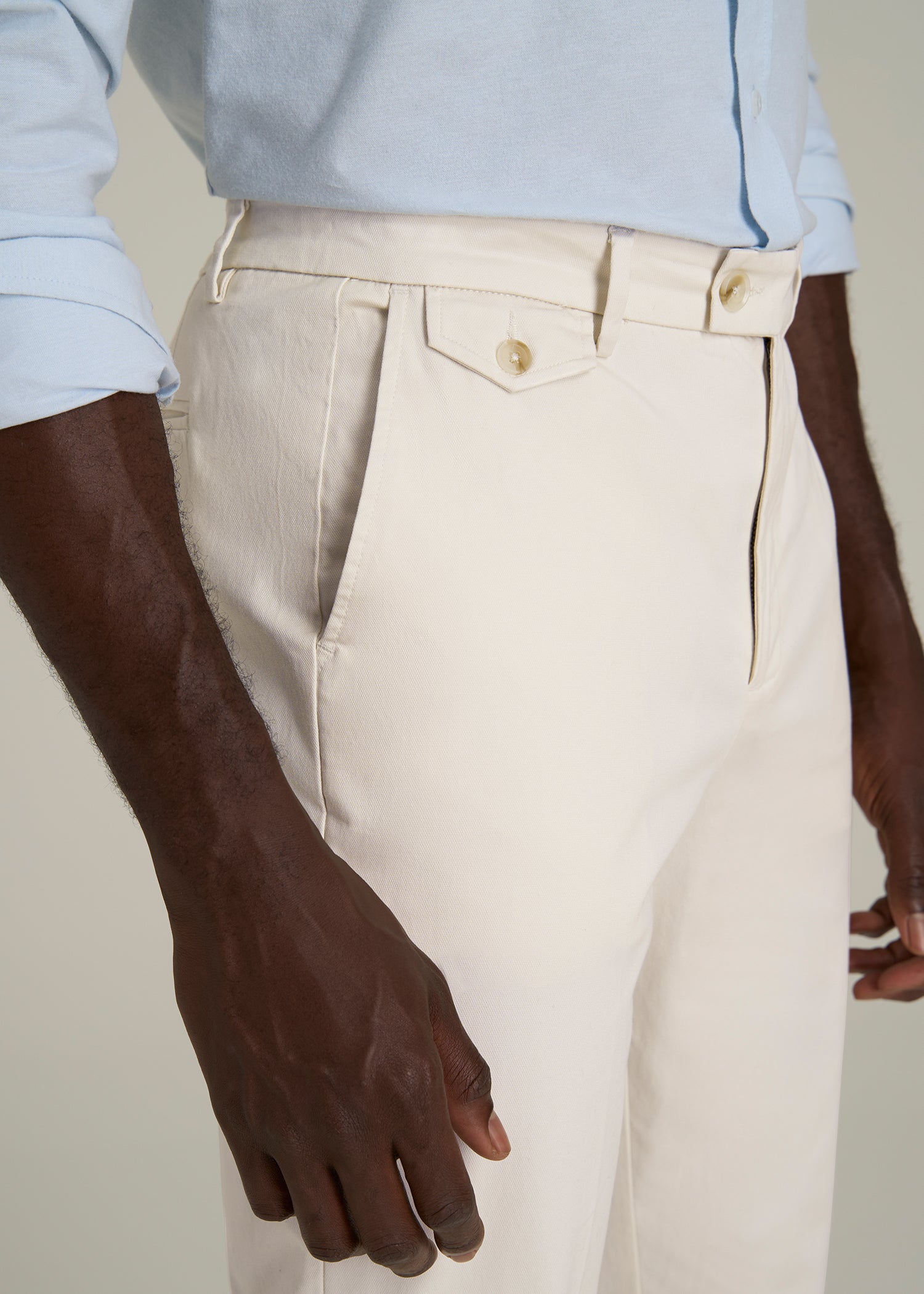 Refined Chinos for Tall Men in Antique White