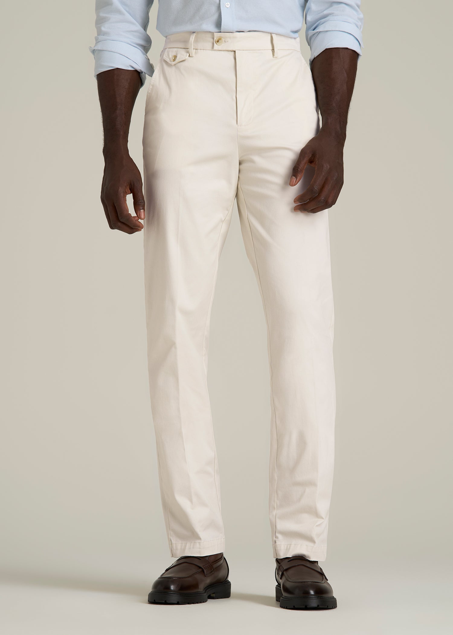 Refined Chinos for Tall Men in Antique White