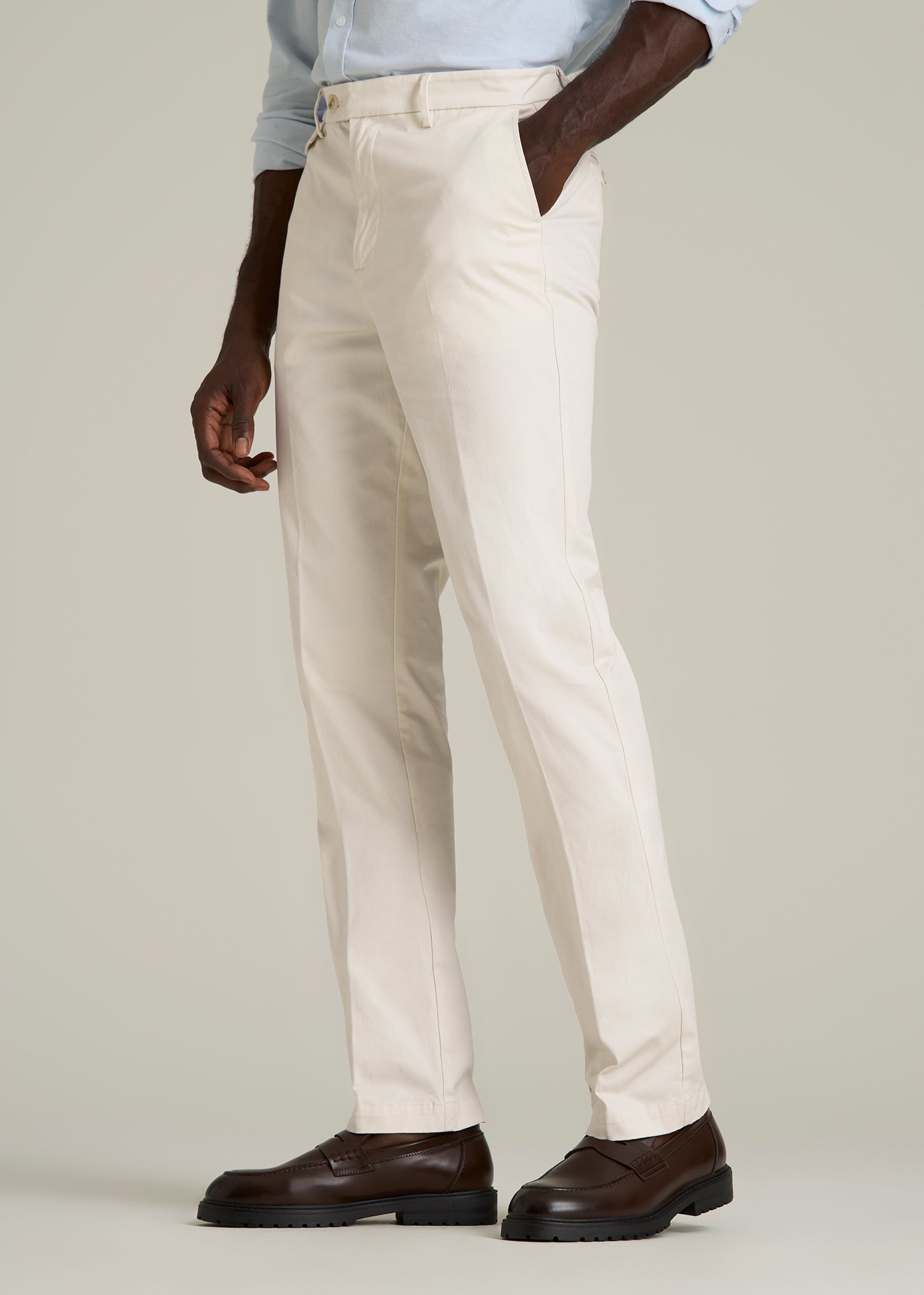 Refined Chinos for Tall Men in Antique White