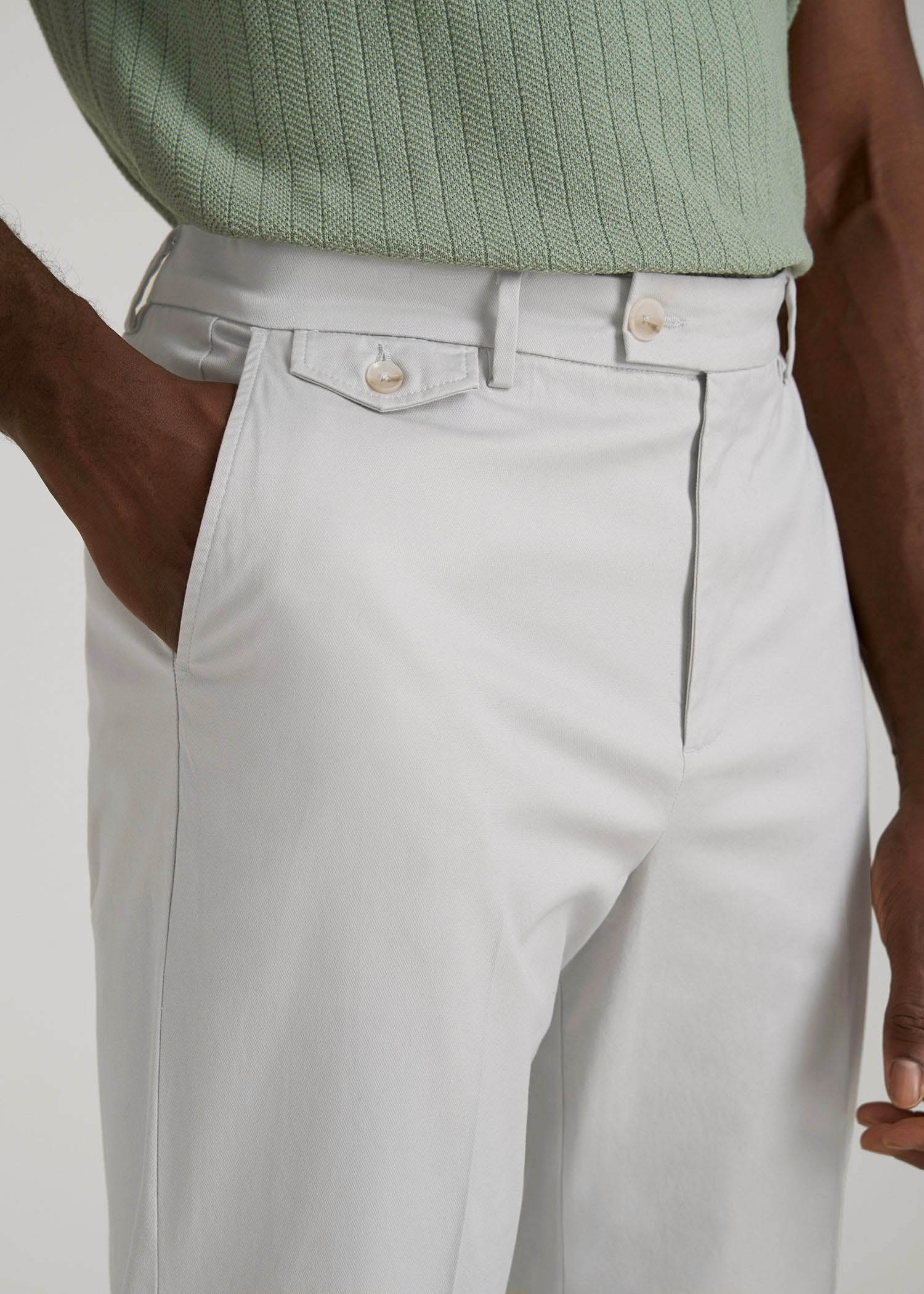 Refined Chinos for Tall Men in Grey Sand