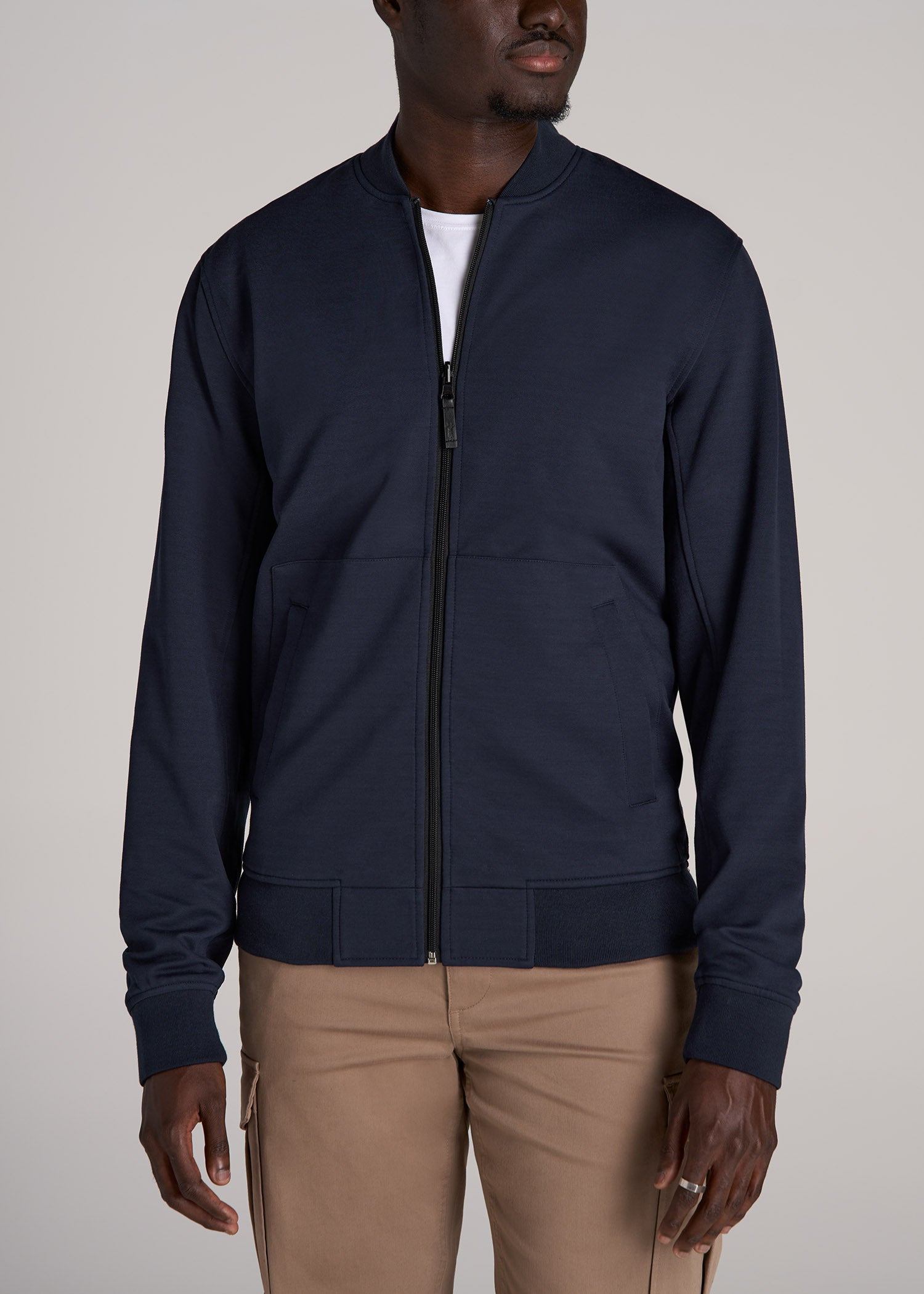 Reversible Bomber Jacket for Tall Men in Black and Navy