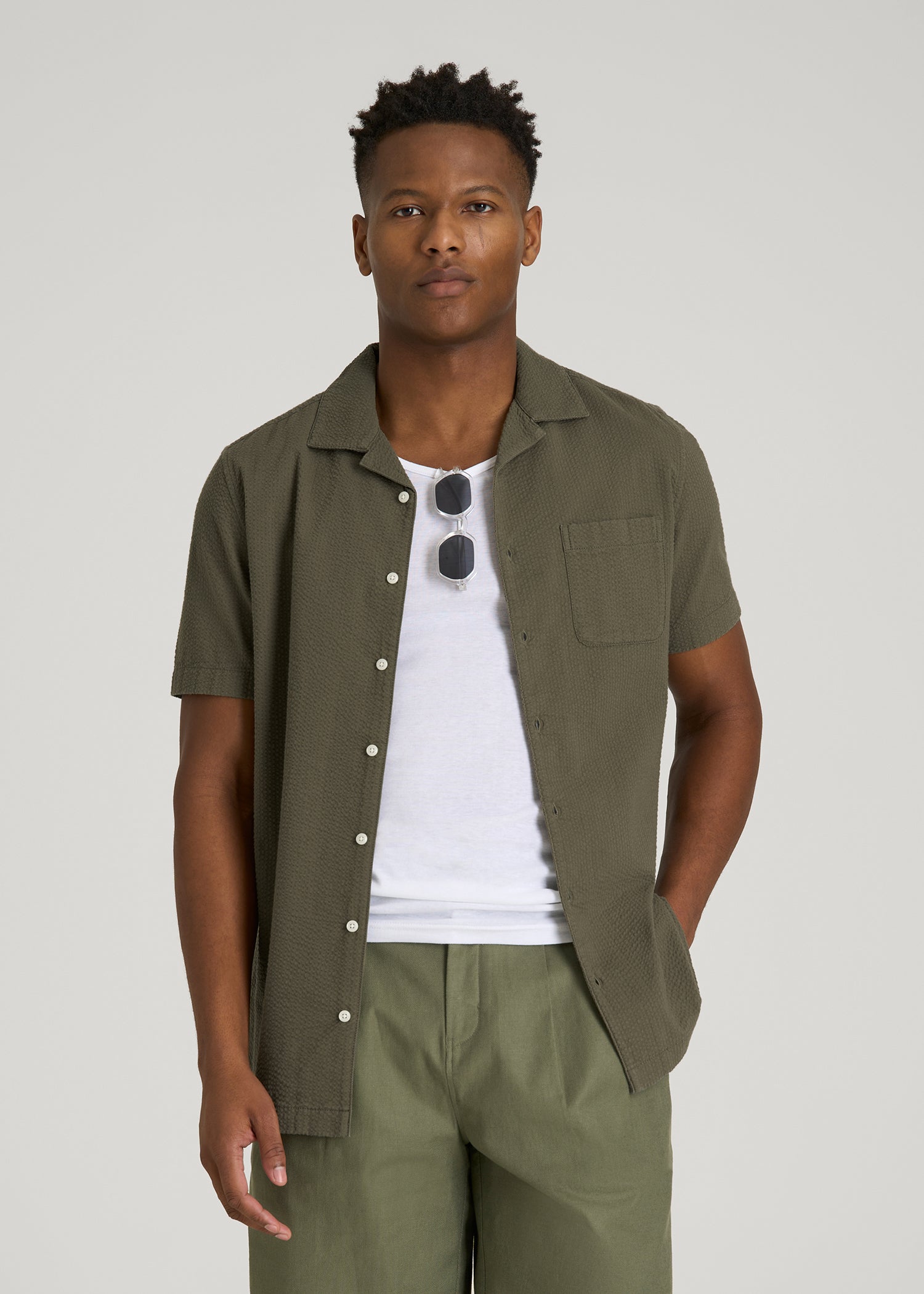 slim fit dress slacks Seersucker Shirt for Tall Men