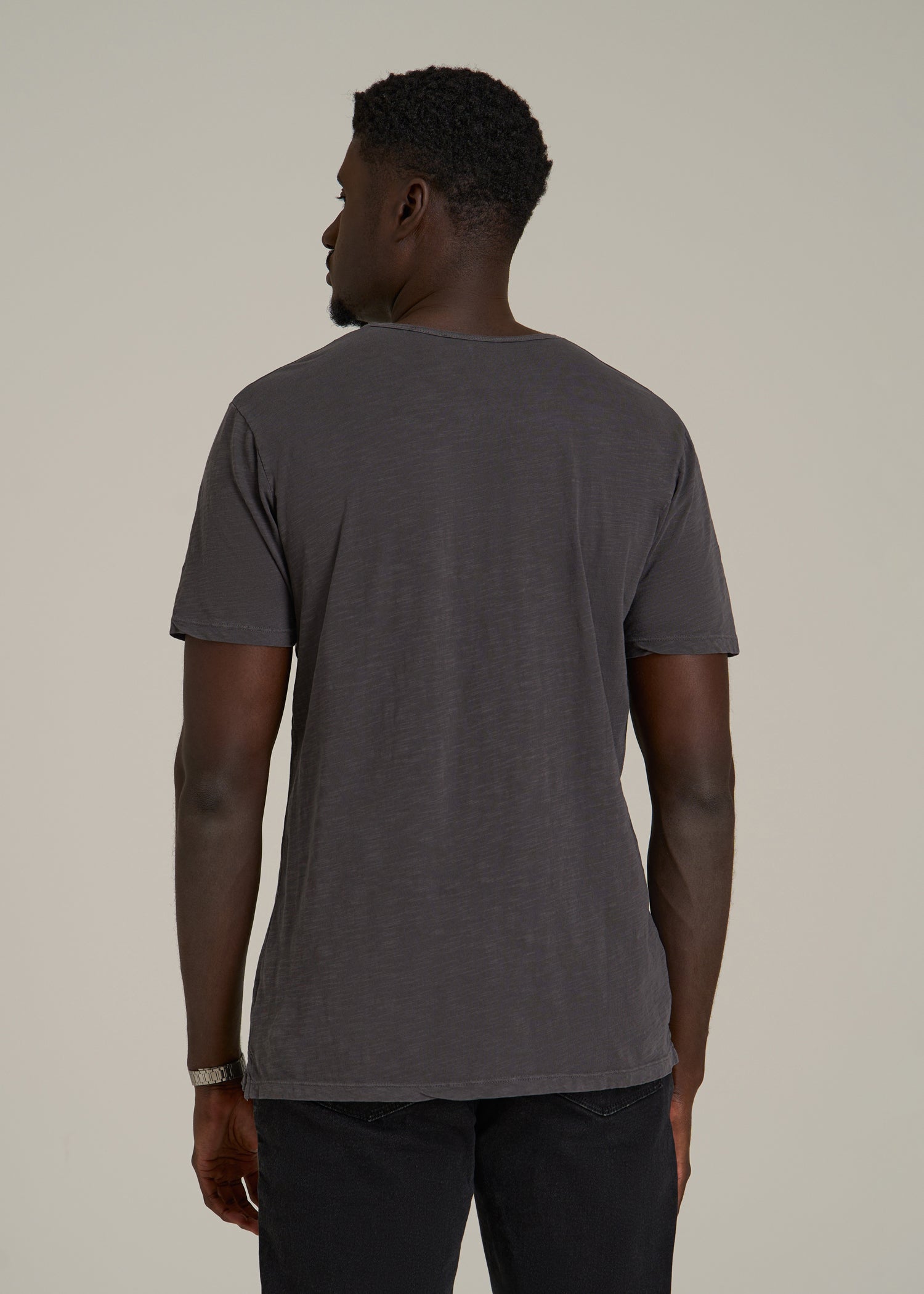 REGULAR-FIT Slub Tee for Tall Men in Charcoal