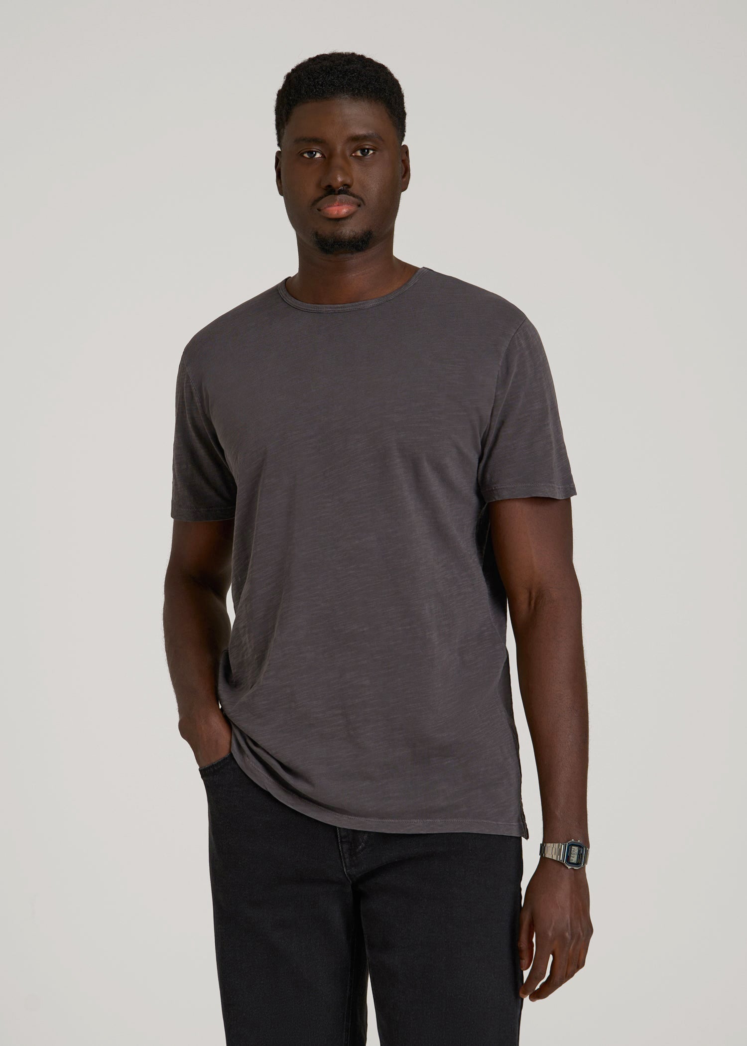 Slub Tee In Charcoal - Tall Men