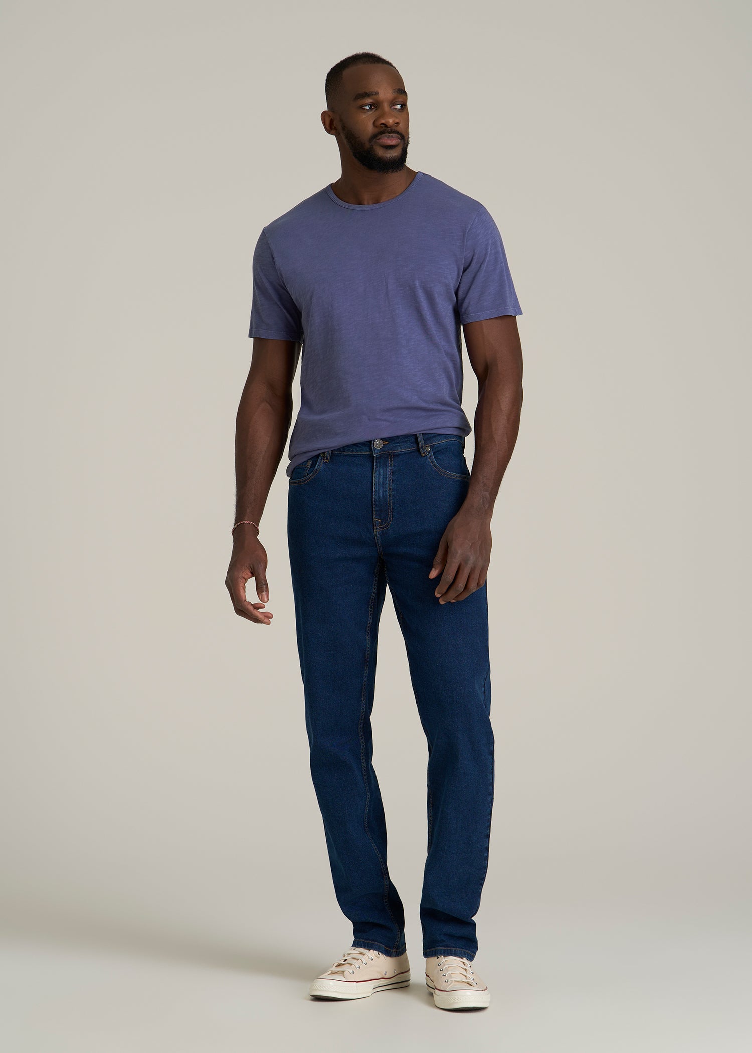 REGULAR-FIT Slub Tee for Tall Men in Future Dusk