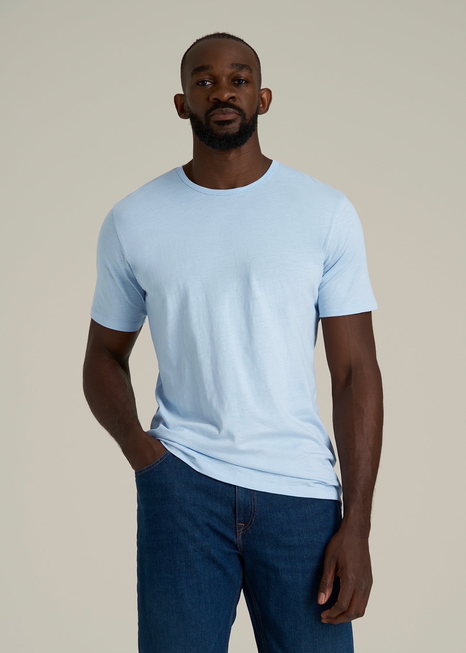 REGULAR-FIT Slub Tee for Tall Men in Ice Blue