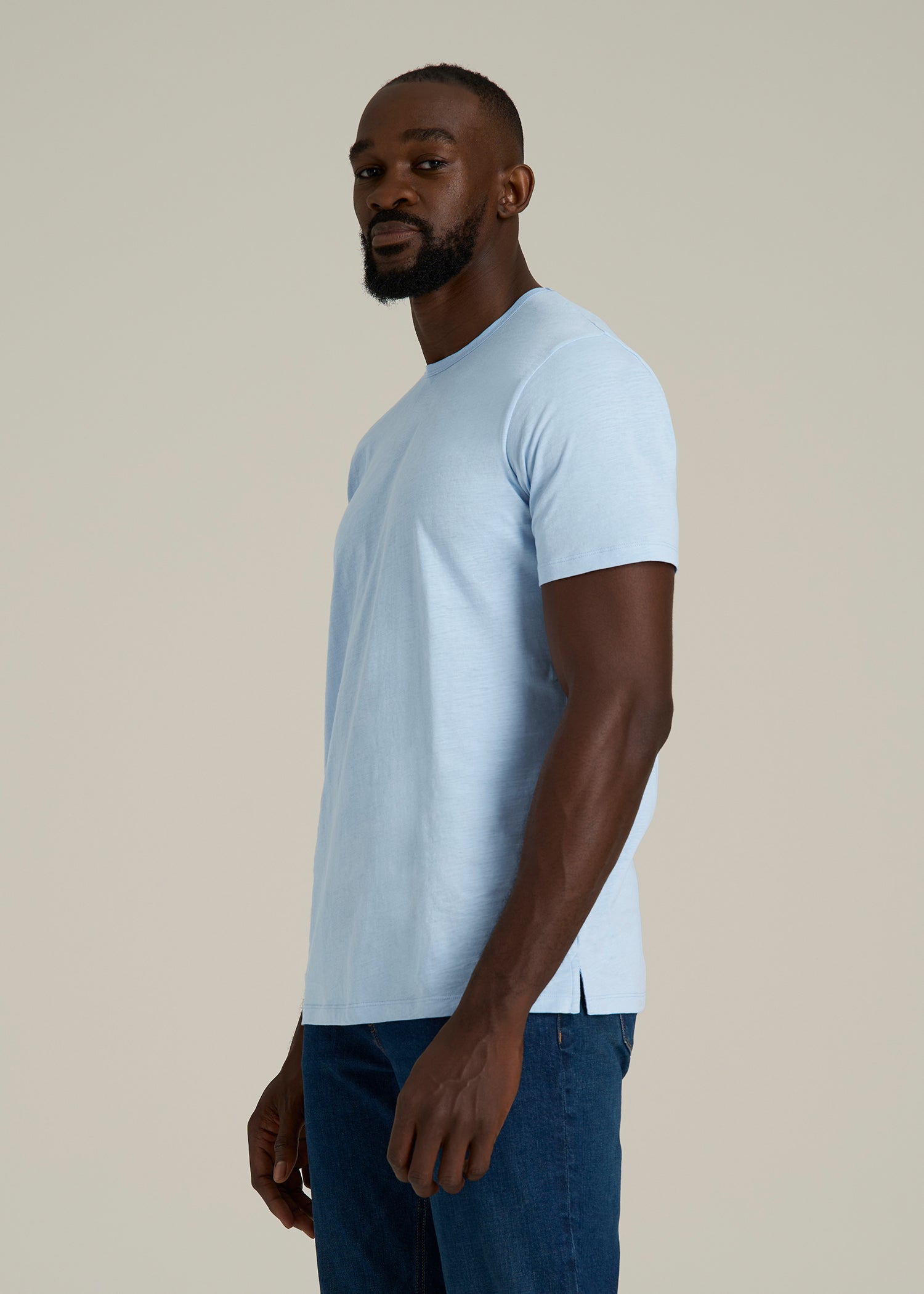 REGULAR-FIT Slub Tee for Tall Men in Ice Blue