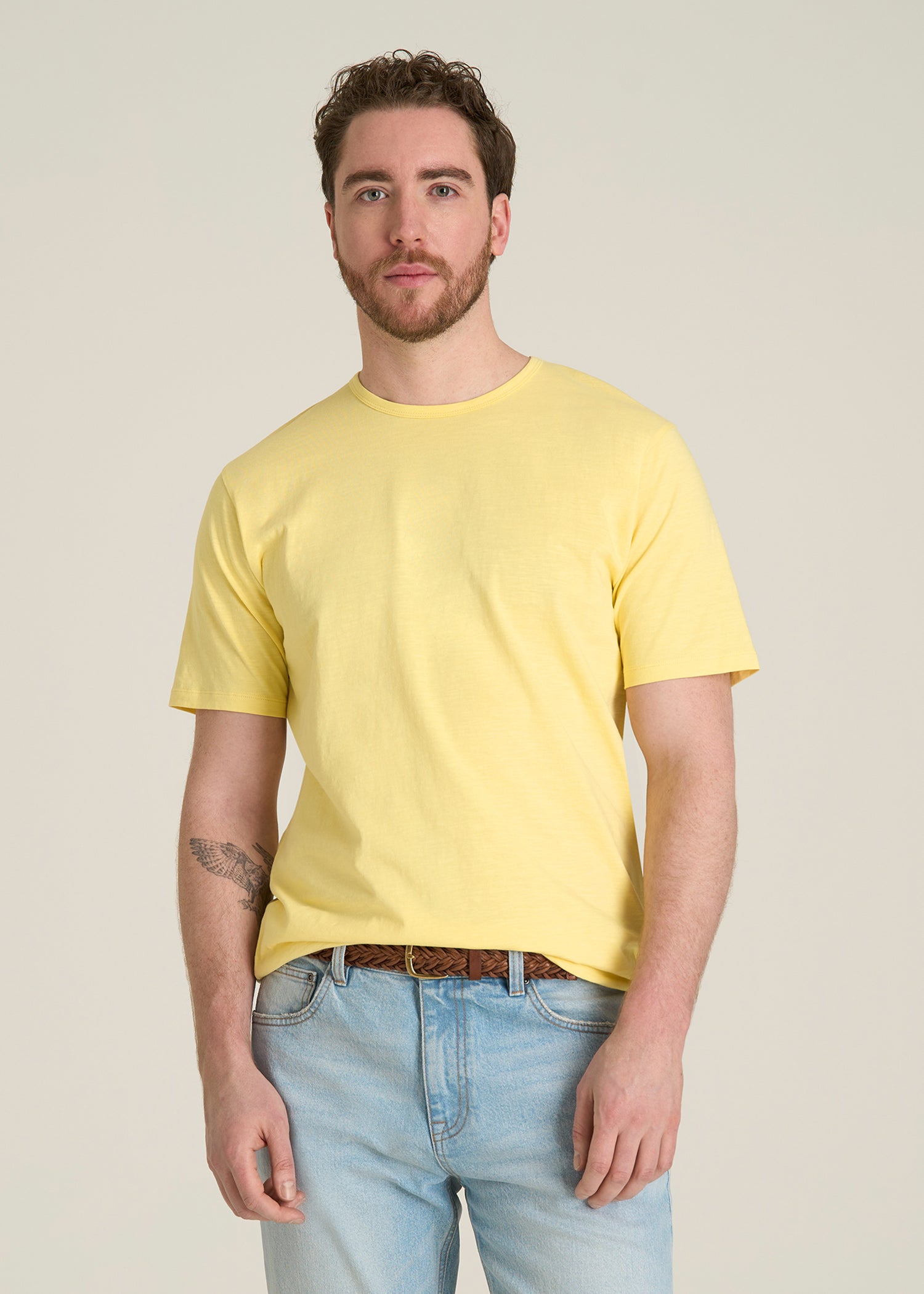 REGULAR-FIT Slub Tee for Tall Men in Lemon Drop