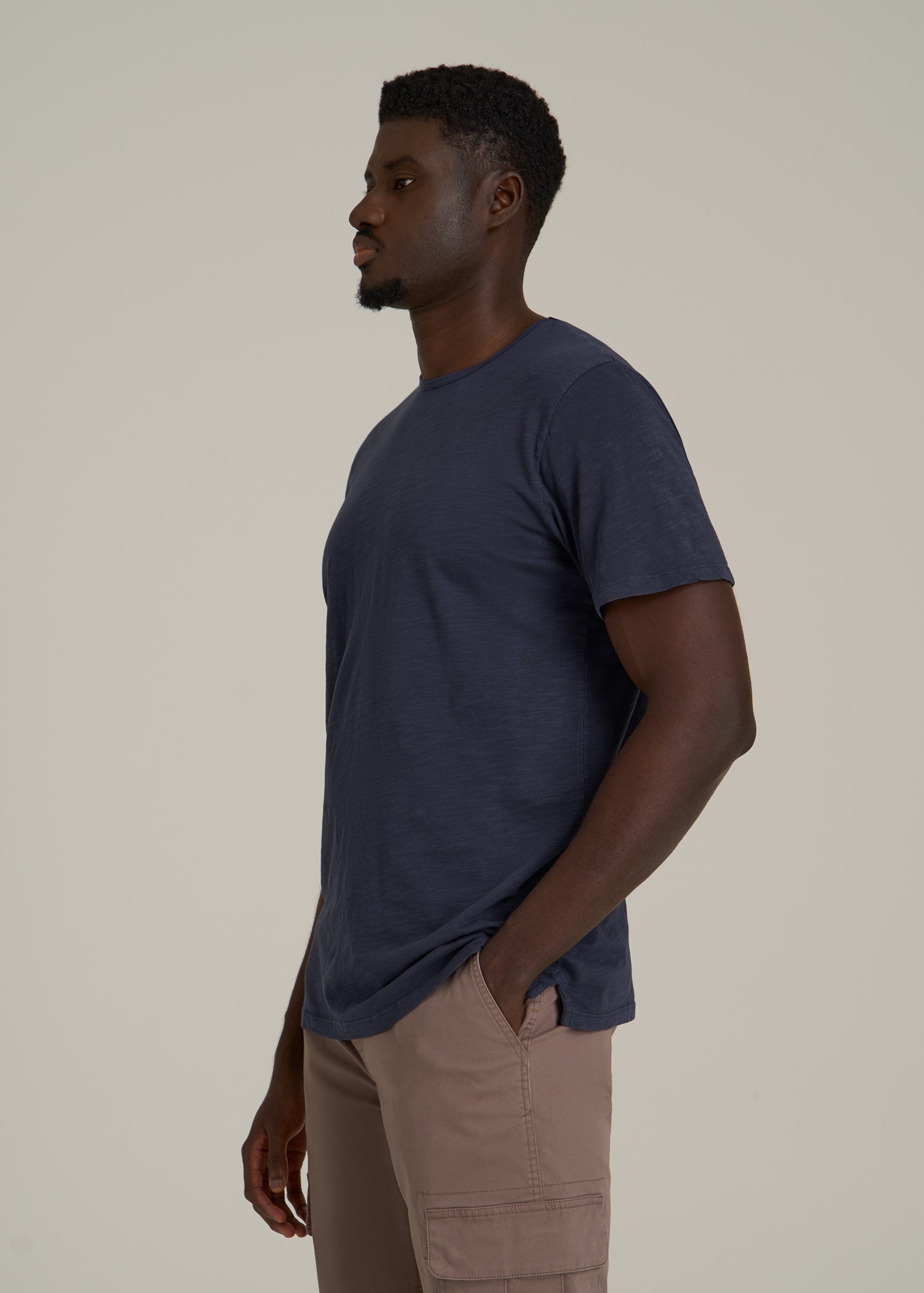 REGULAR-FIT Slub Tee for Tall Men in Navy