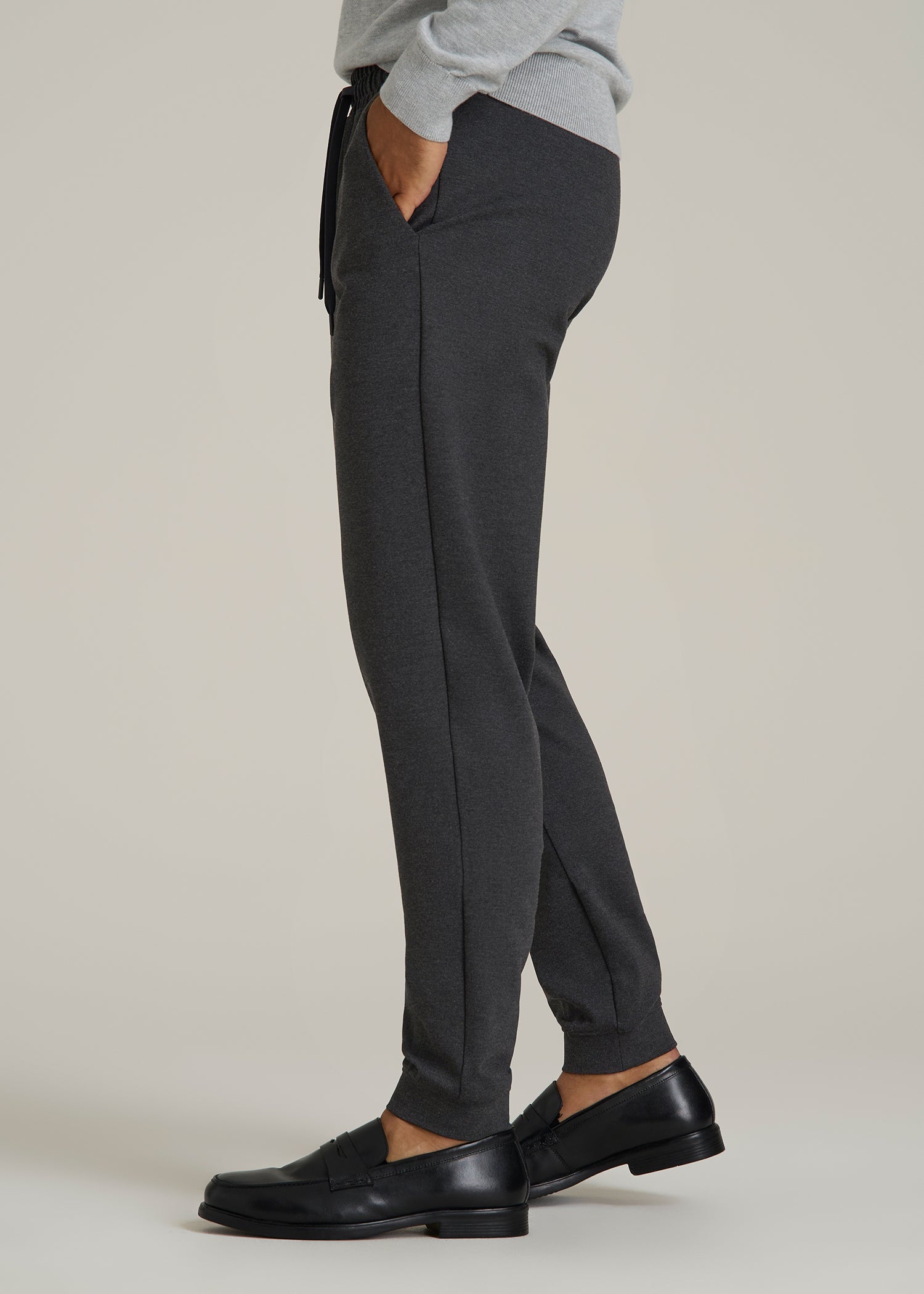 Soft Flex Ponte Jogger for Tall Men in Dark Charcoal Heather