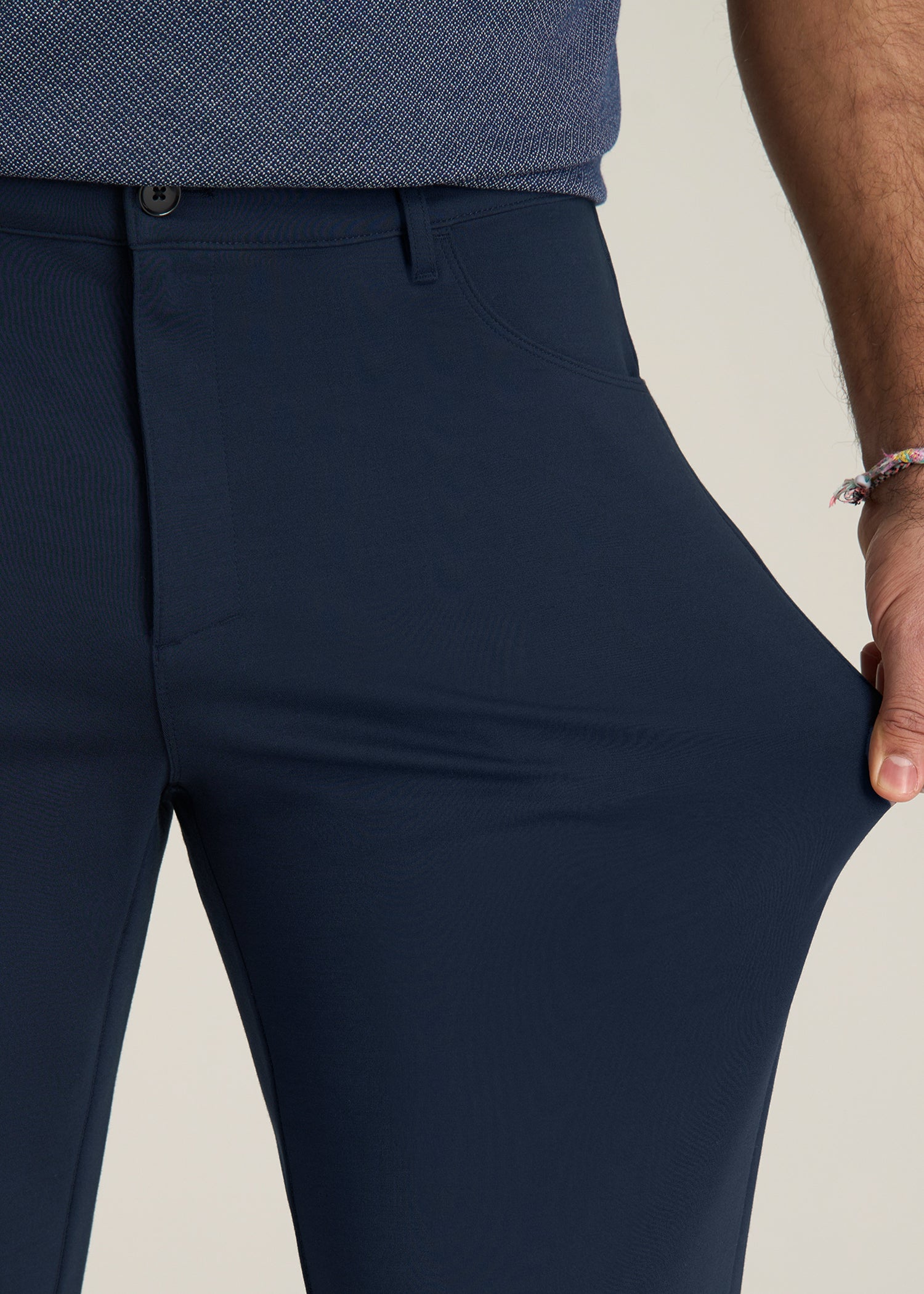 Soft Flex Ponte Pants for Tall Men in Navy