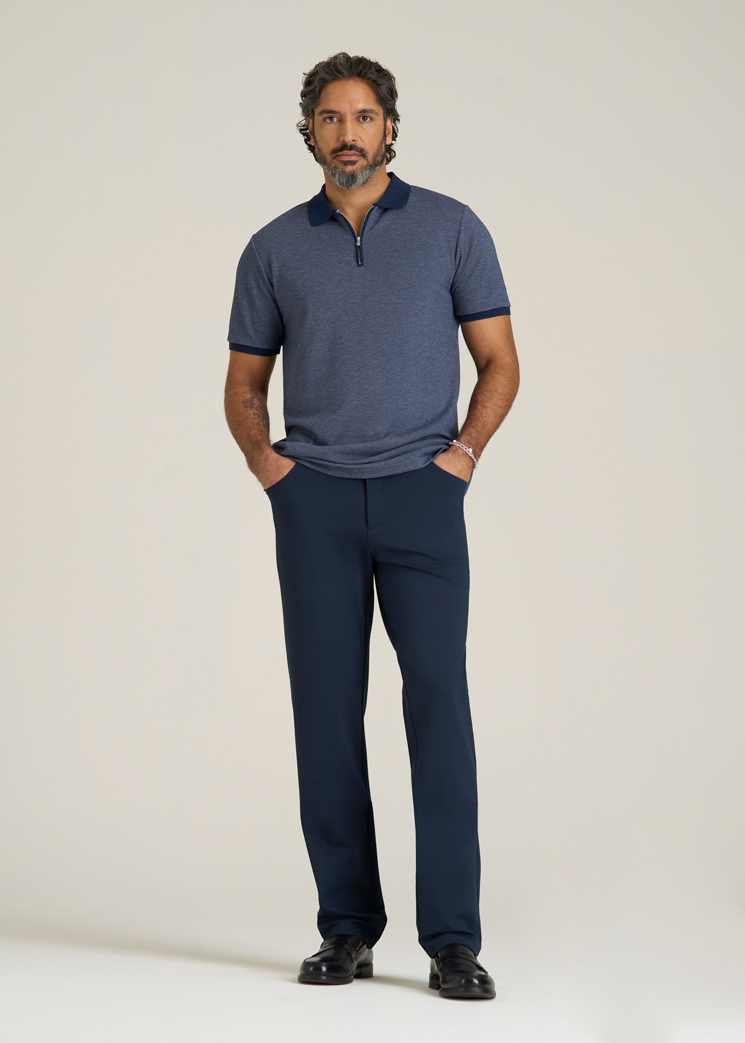 Soft Flex Ponte Pants for Tall Men in Navy