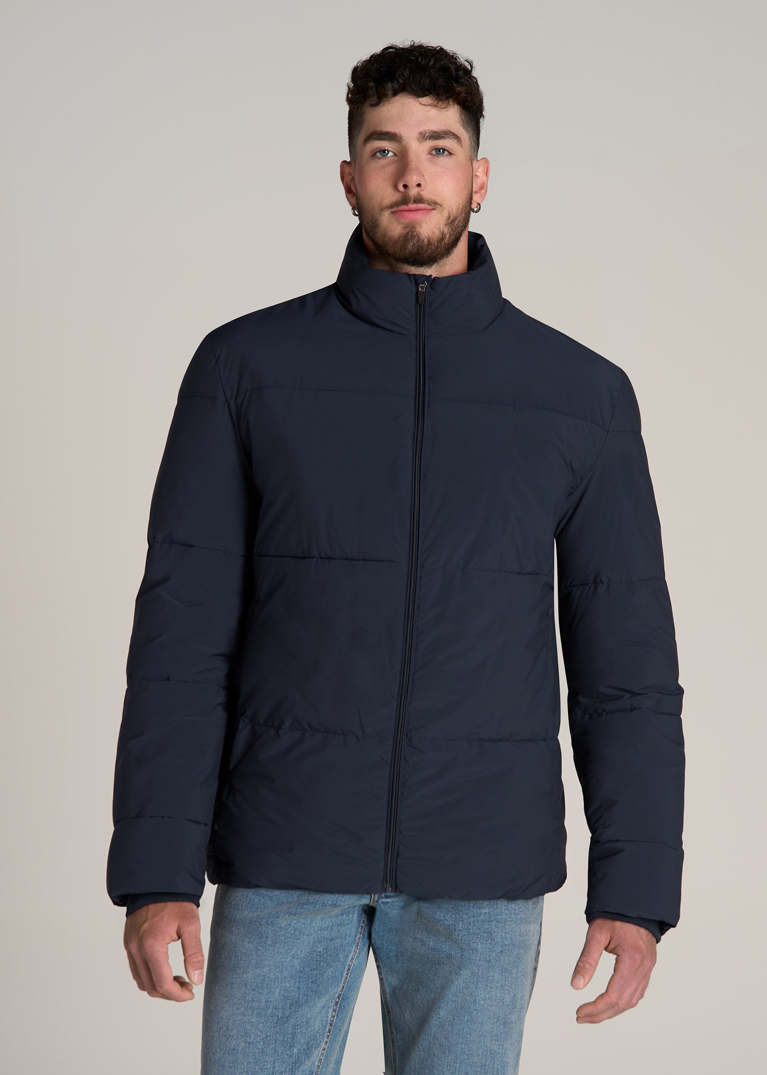 Stand Collar Puffer Coat Jacket for Tall Men American Tall