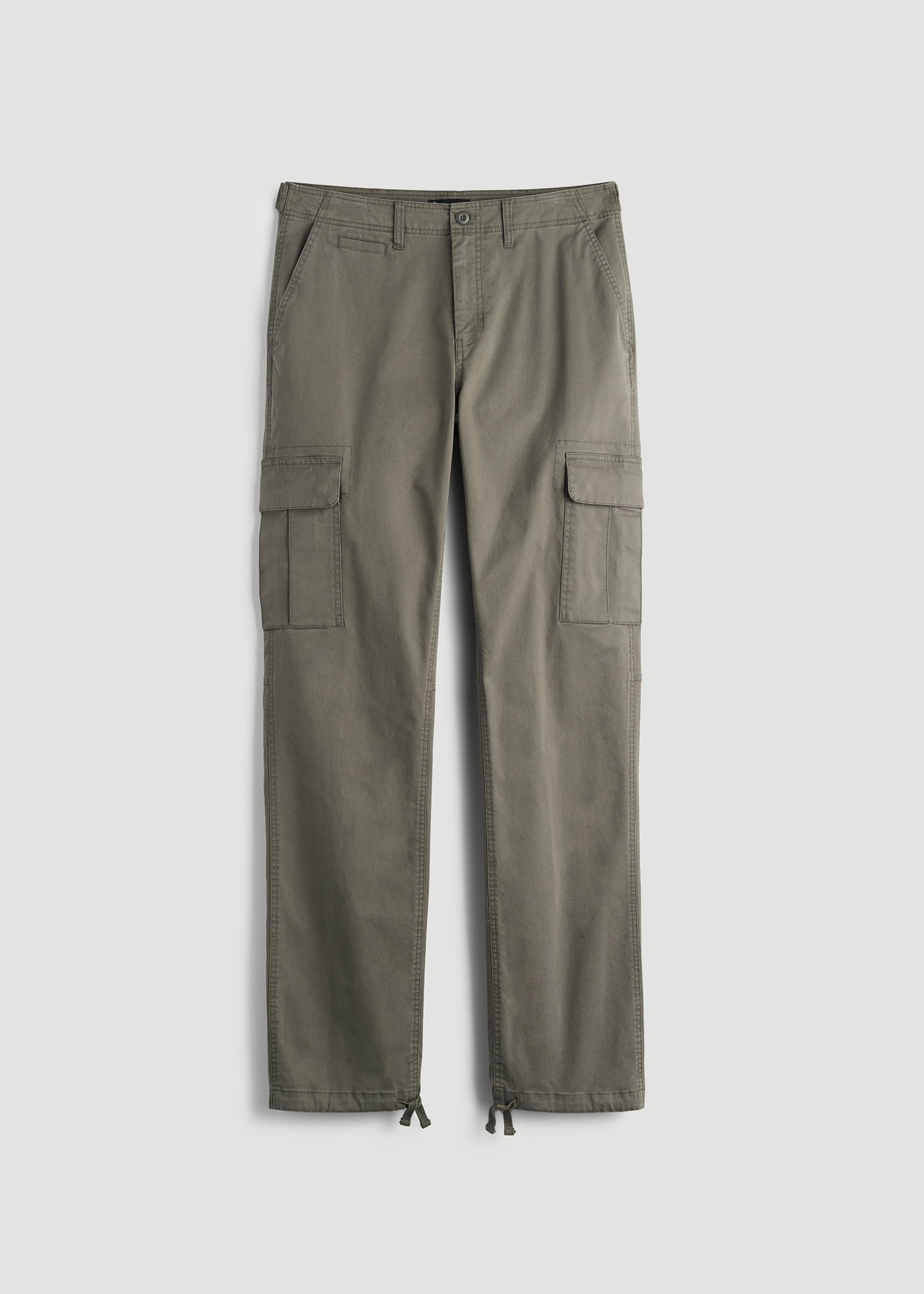 Straight Fit Vintage Washed Cargo Pants for Tall Men in Camper Green