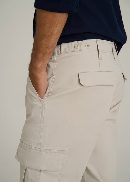 Straight Fit Vintage Washed Cargo Pants for Tall Men in Drywall Tan