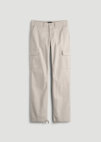 Straight Fit Vintage Washed Cargo Pants for Tall Men in Drywall Tan