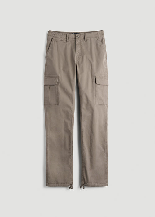 Straight Fit Vintage Washed Cargo Pants for Tall Men in Portobello