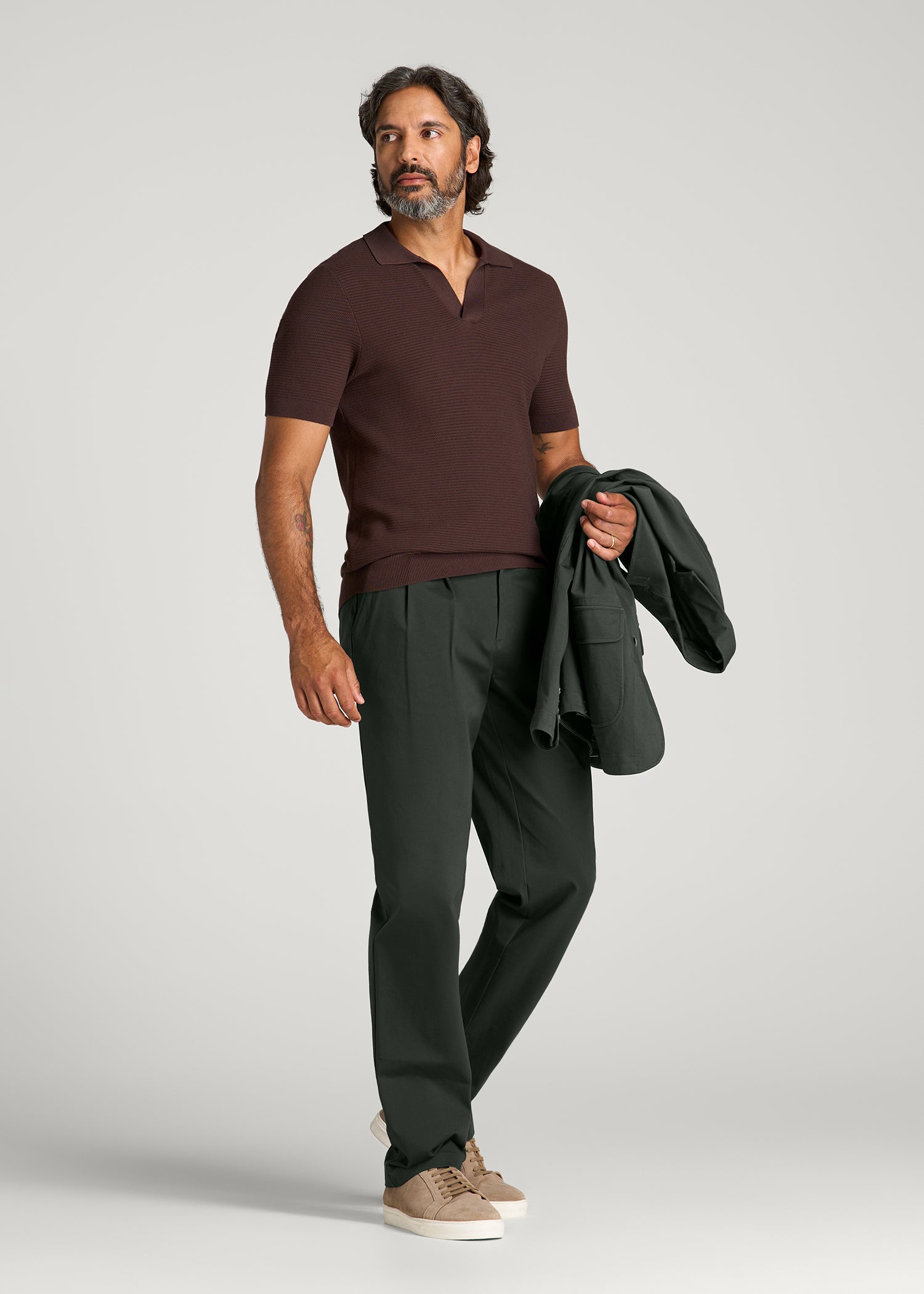 Stretch Commuter Pleated Chino for Tall Men in Boreal Forest