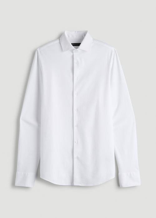 Stretch Jersey Dress Shirt for Tall Men in Optic White