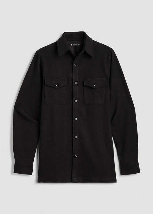 Stretch Knit Overshirt for Tall Men in Black
