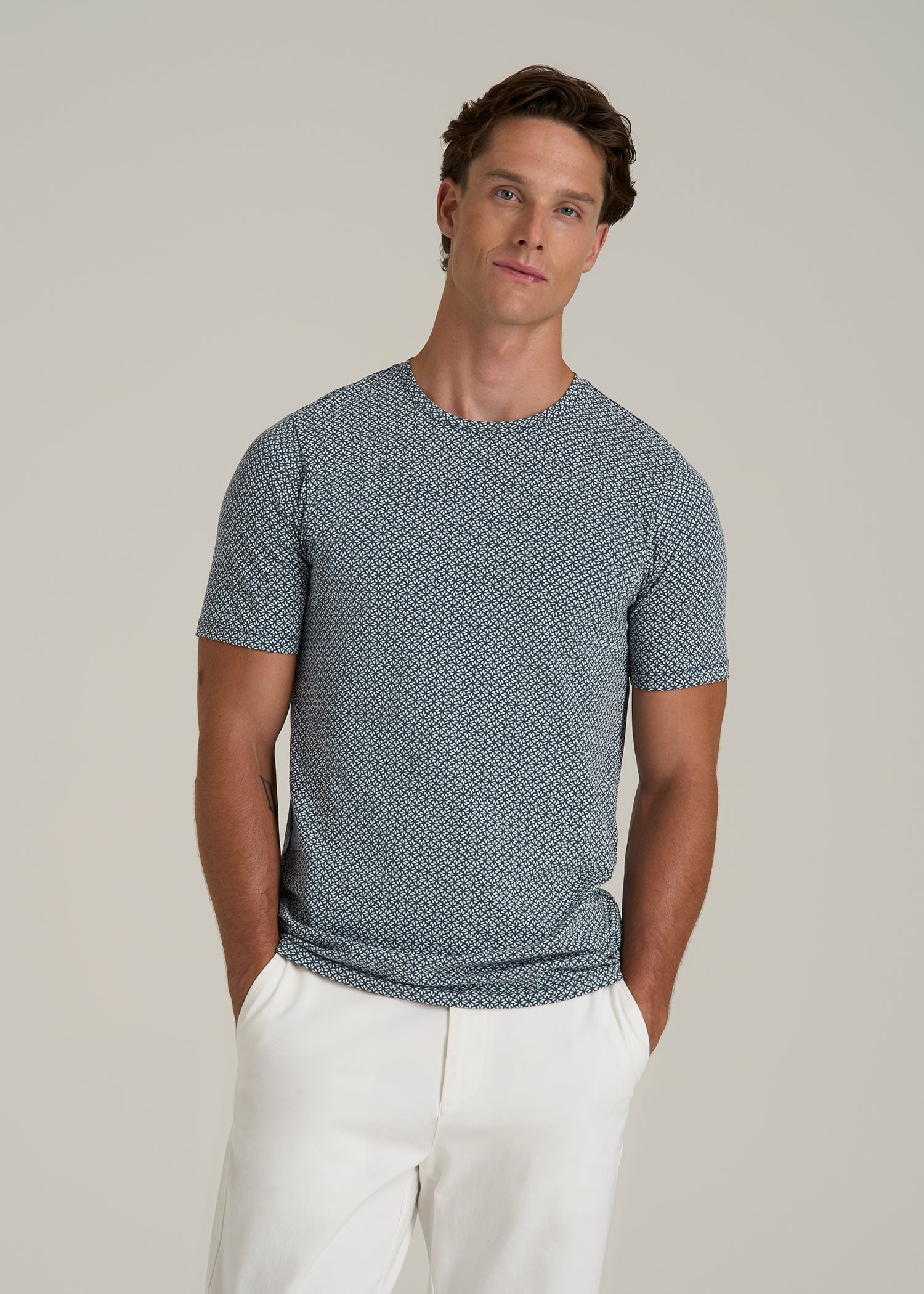 Stretch Pima Cotton Printed Tee for Tall Men American Tall