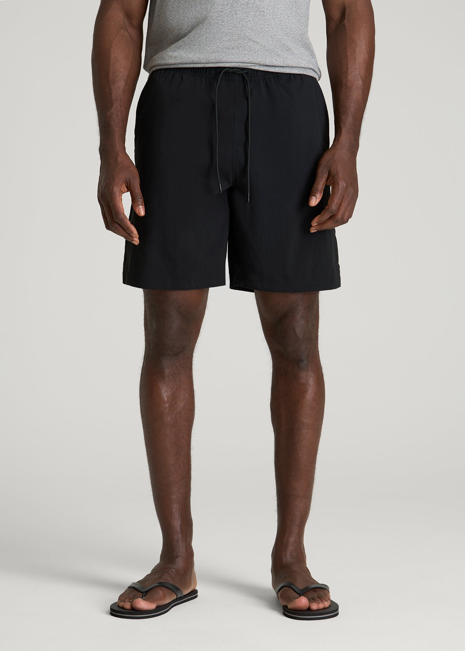 Stretch Swim Shorts for Tall Men in Deep Black