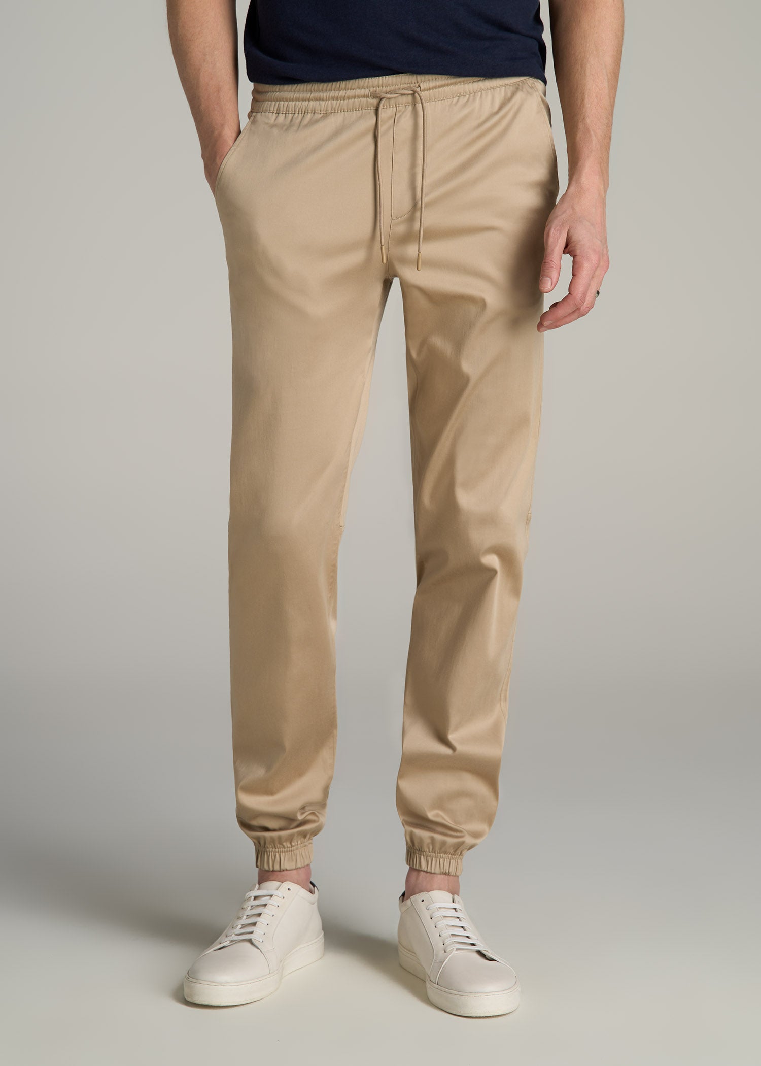 Stretch Twill Tall Men's Jogger Pants in Desert Khaki