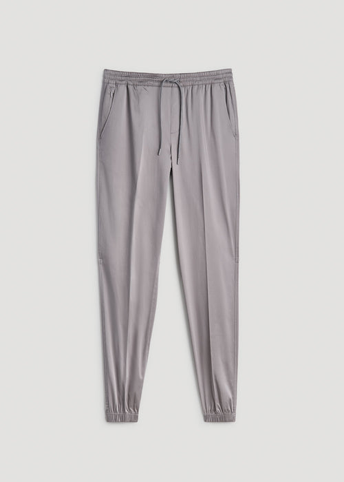 Stretch Twill Jogger Pants for Tall Men in Owl Grey