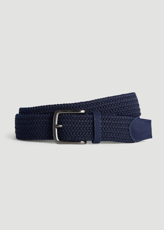 Stretch Woven Belt for Tall Men in Evening Blue