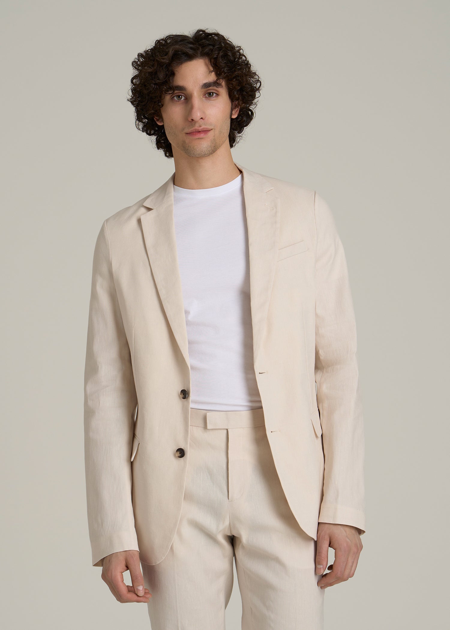 Stretch Linen Blazer for Tall Men in Light Beige Linen 52 / Extra Tall / Light Beige Linen Stretch Linen Blazer for Tall Men in Light Beige Linen 52 / Extra Tall / Light Beige Linen