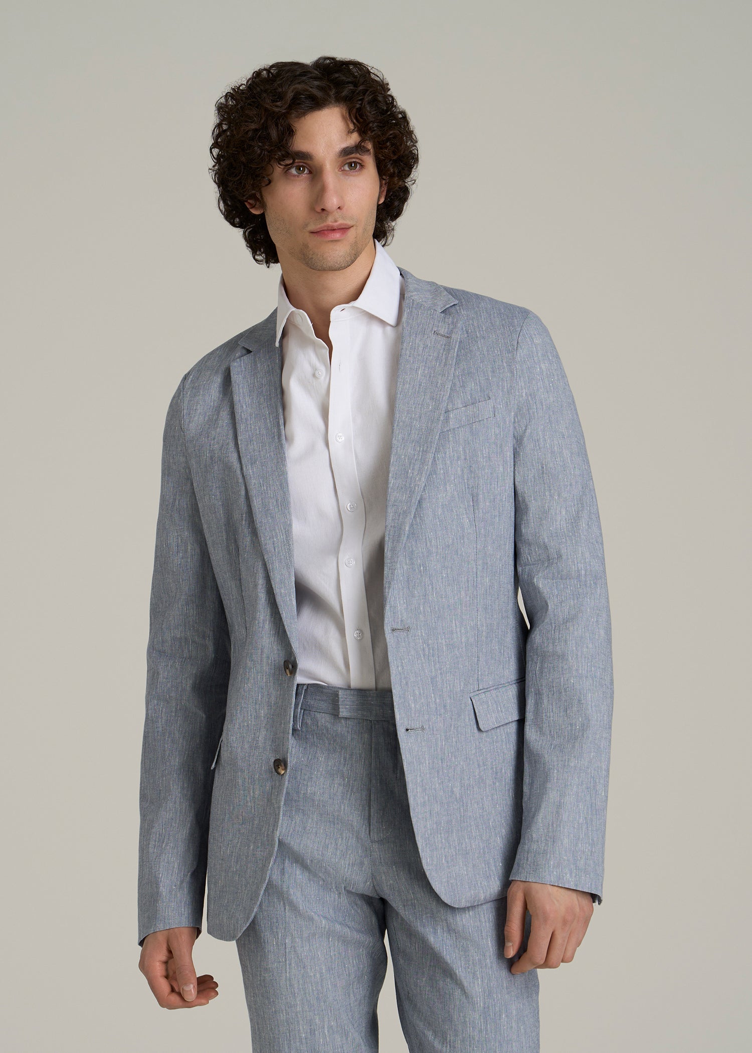Stretch Linen Blazer for Tall Men in Navy Linen 46 / Tall / Navy Linen Stretch Linen Blazer for Tall Men in Navy Linen 46 / Tall / Navy Linen