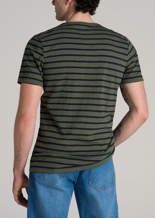 REGULAR-FIT Striped Tee in Dark Green and Navy Stripe - Men's Tall T-shirt