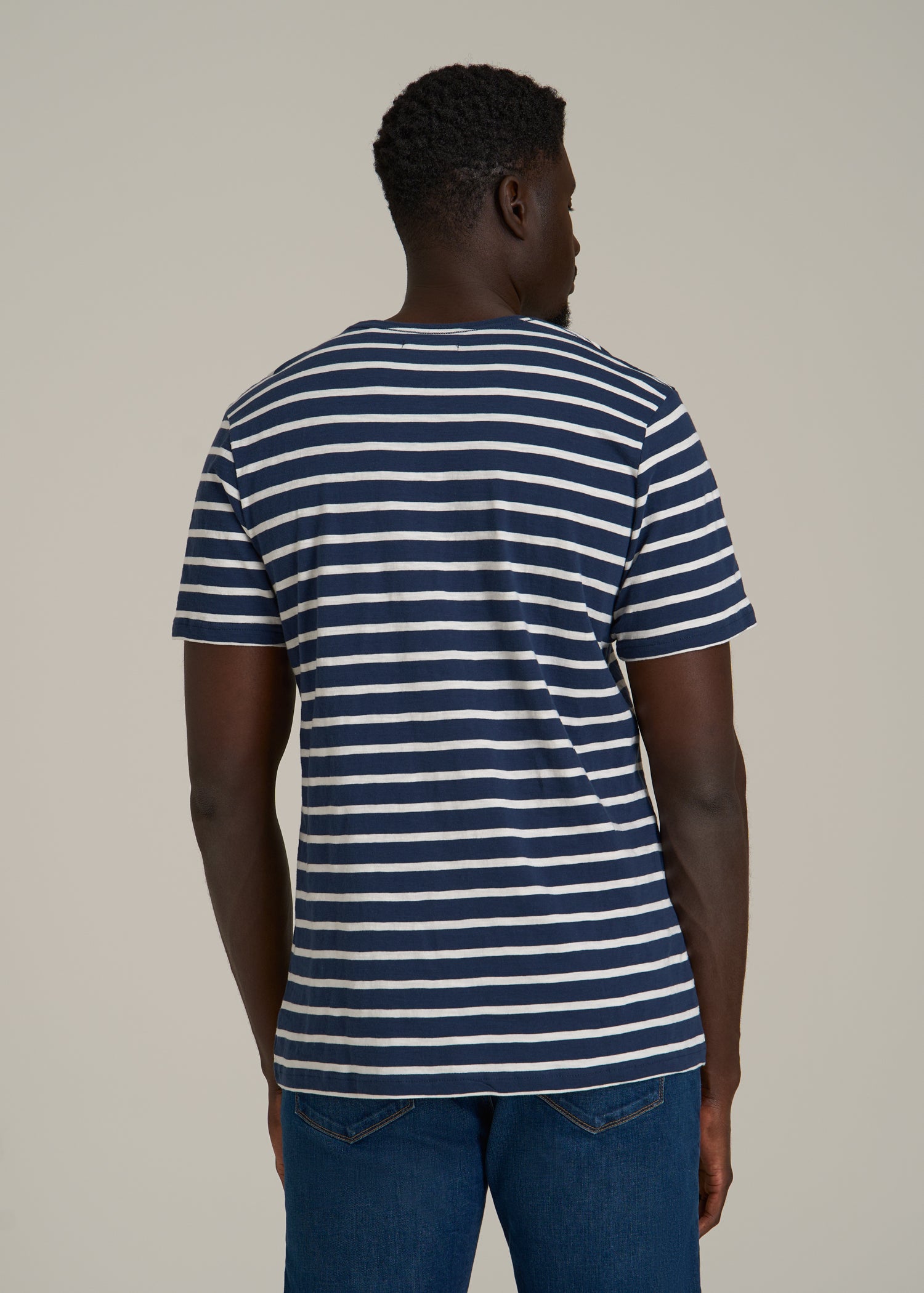 REGULAR-FIT Striped Tee for Tall Men in Navy And White