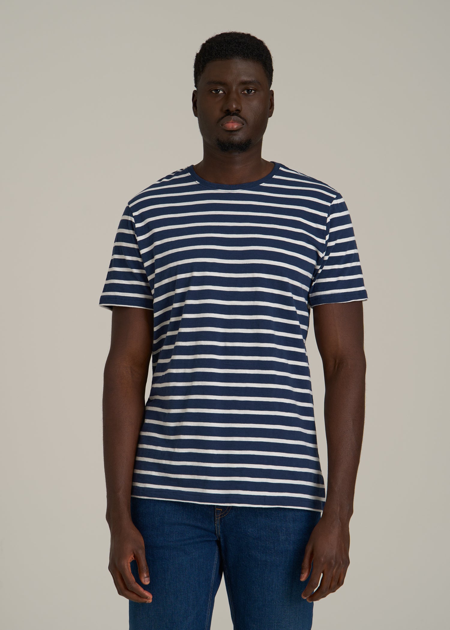 REGULAR-FIT Striped Tee for Tall Men in Navy And White