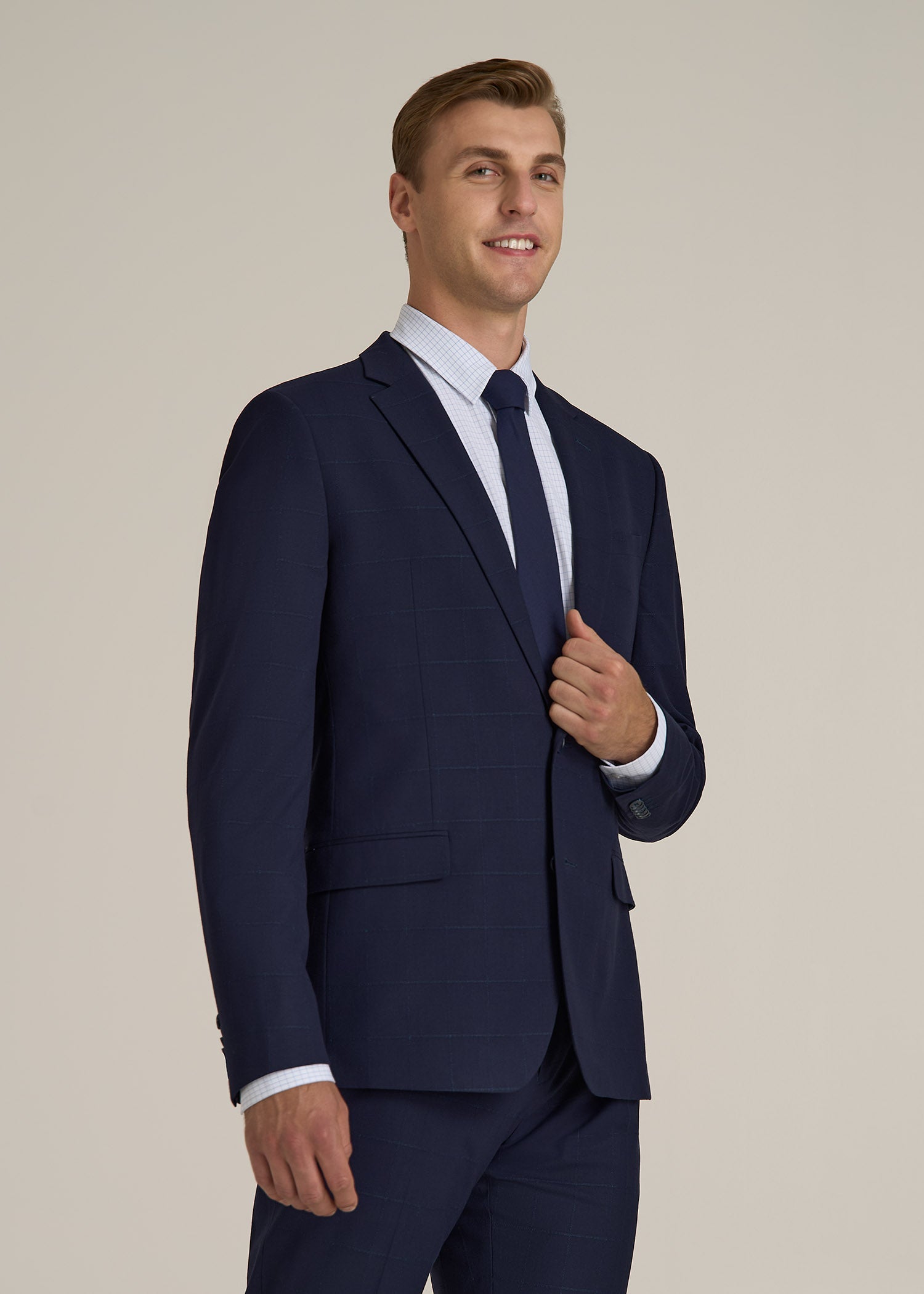 Suit Jacket for Tall Men in Blue Windowpane