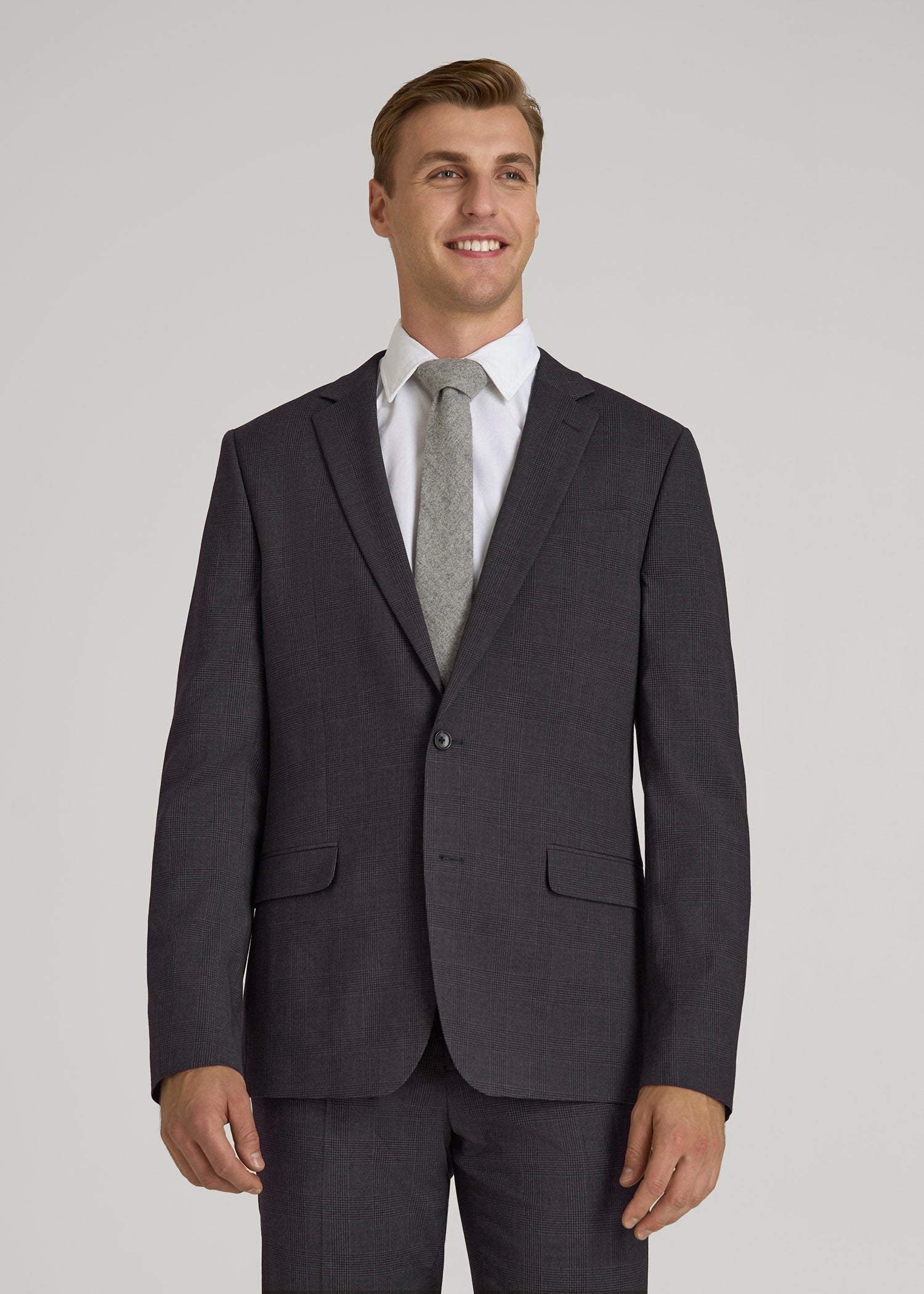 Suit Jacket for Tall Men in Charcoal Plaid 40 / Extra Tall / Charcoal Plaid