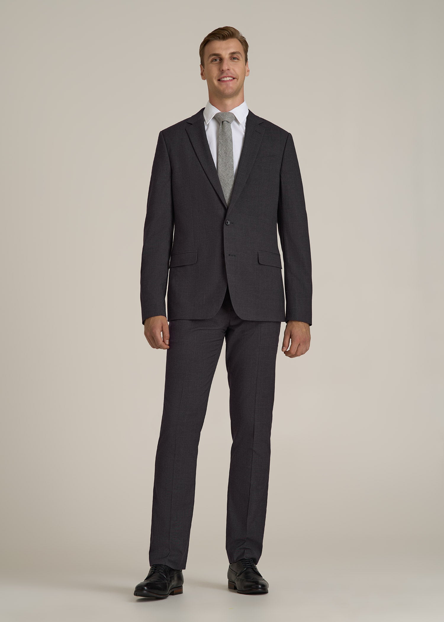 Suit Jacket for Tall Men in Charcoal Plaid