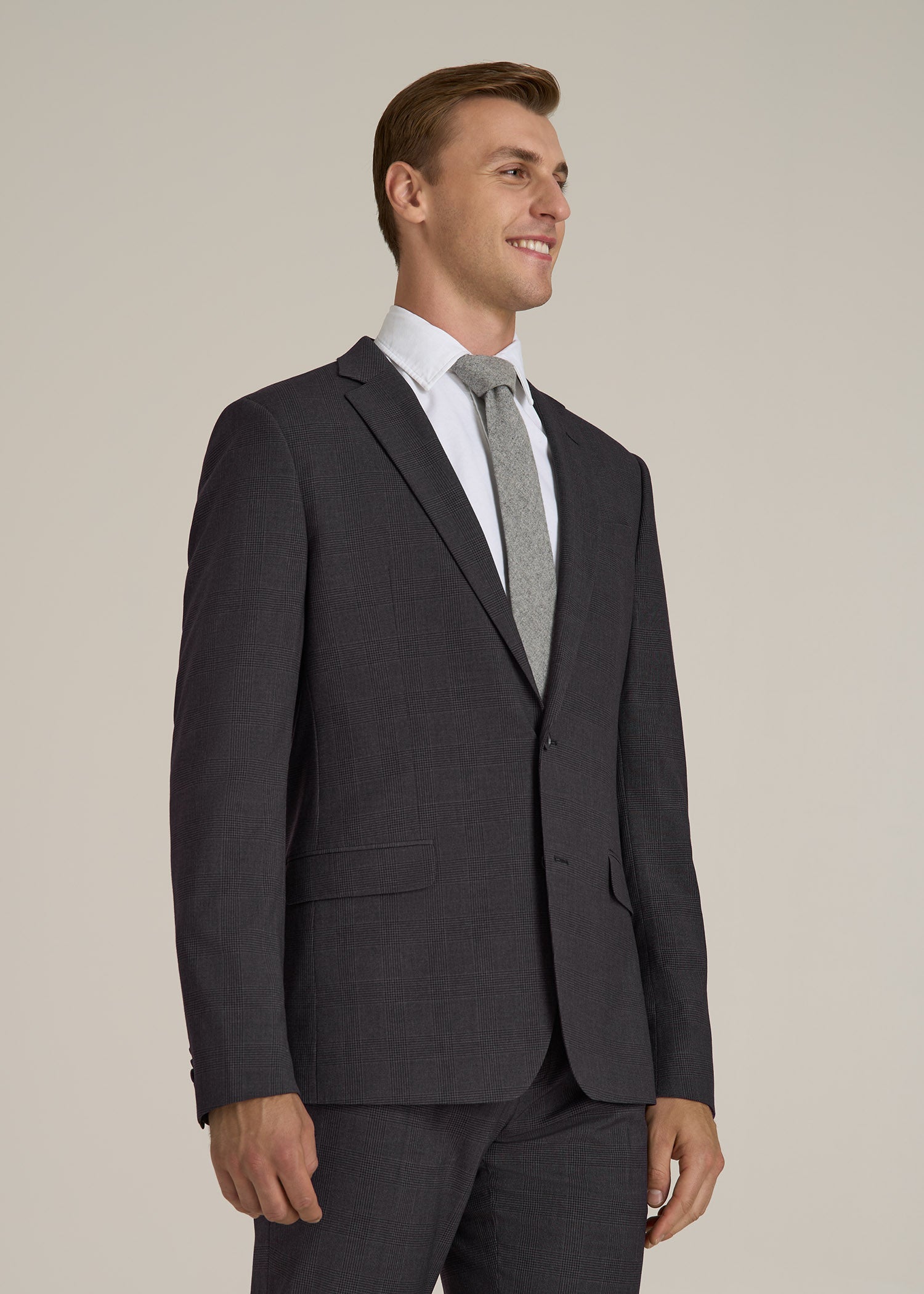 Suit Jacket for Tall Men in Charcoal Plaid
