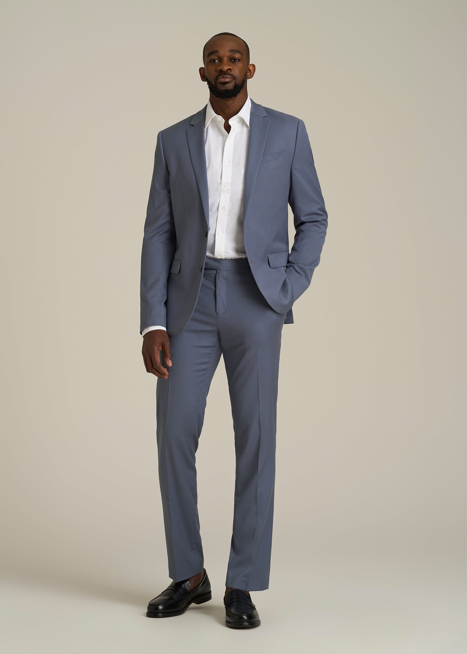 Suit Trousers for Tall Men in Blue Slate