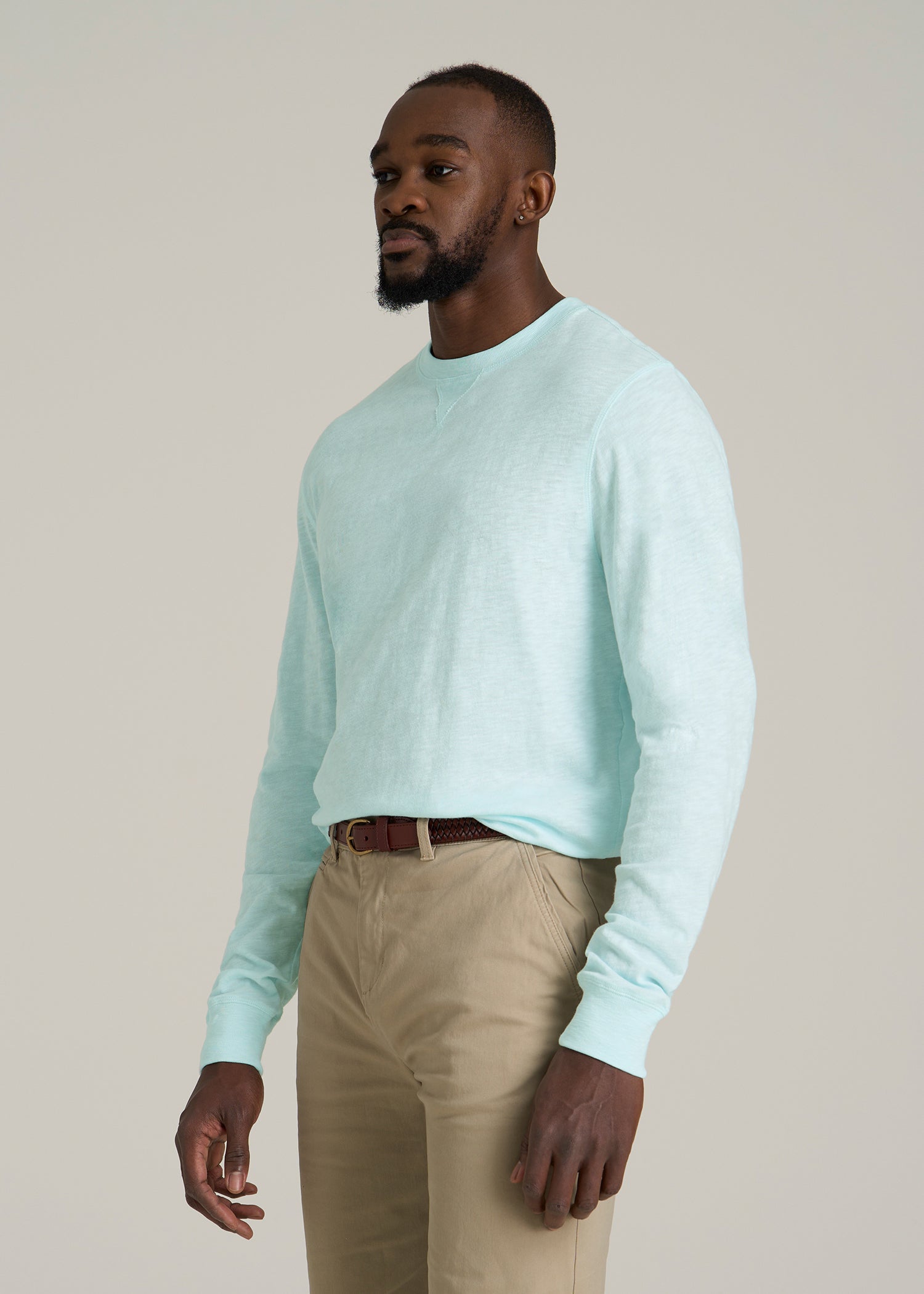 Sunwashed Slub Crewneck for Tall Men in Saltwater