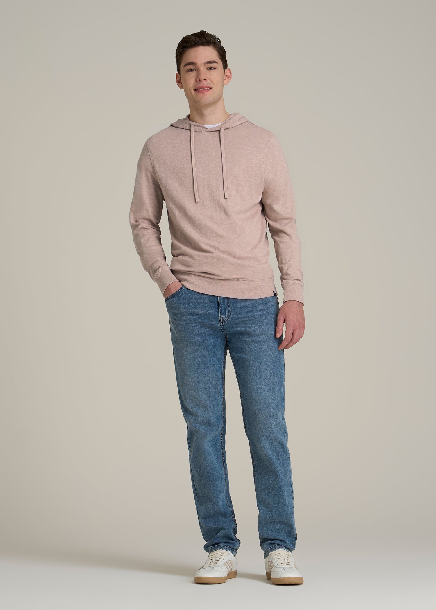 Sunwashed Slub Pullover Men's Tall Hoodie in Desert Rose