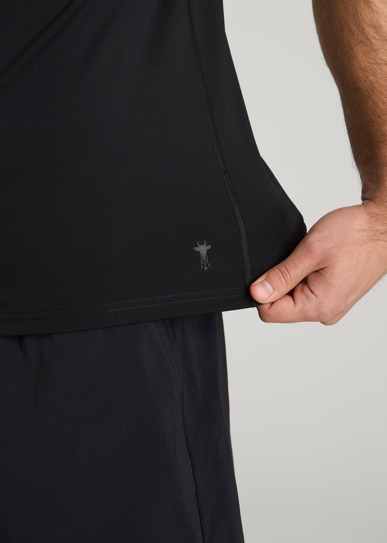 Short Sleeve Rashguard for Tall Men in Deep Black