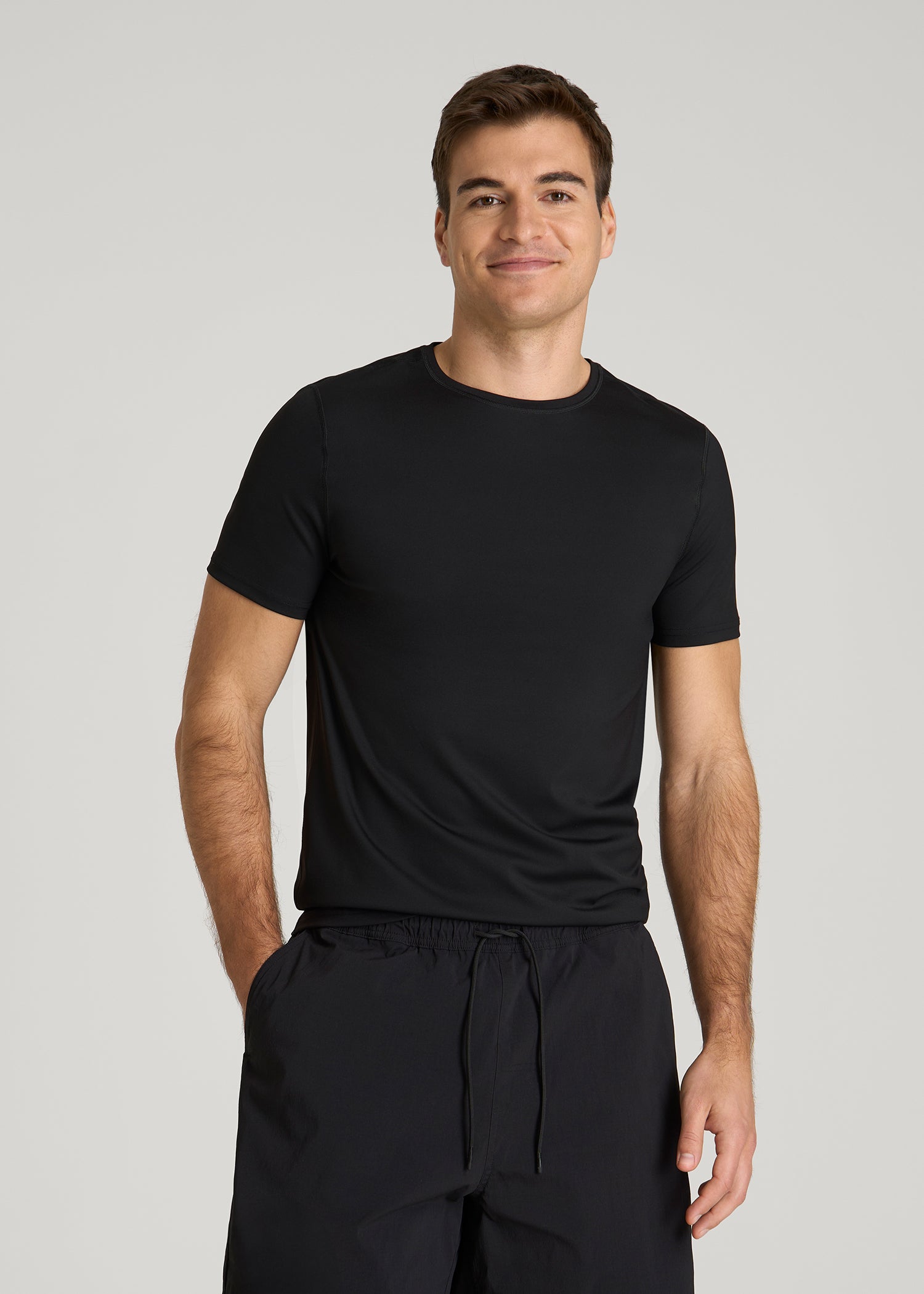 Short Sleeve Rashguard for Tall Men in Deep Black