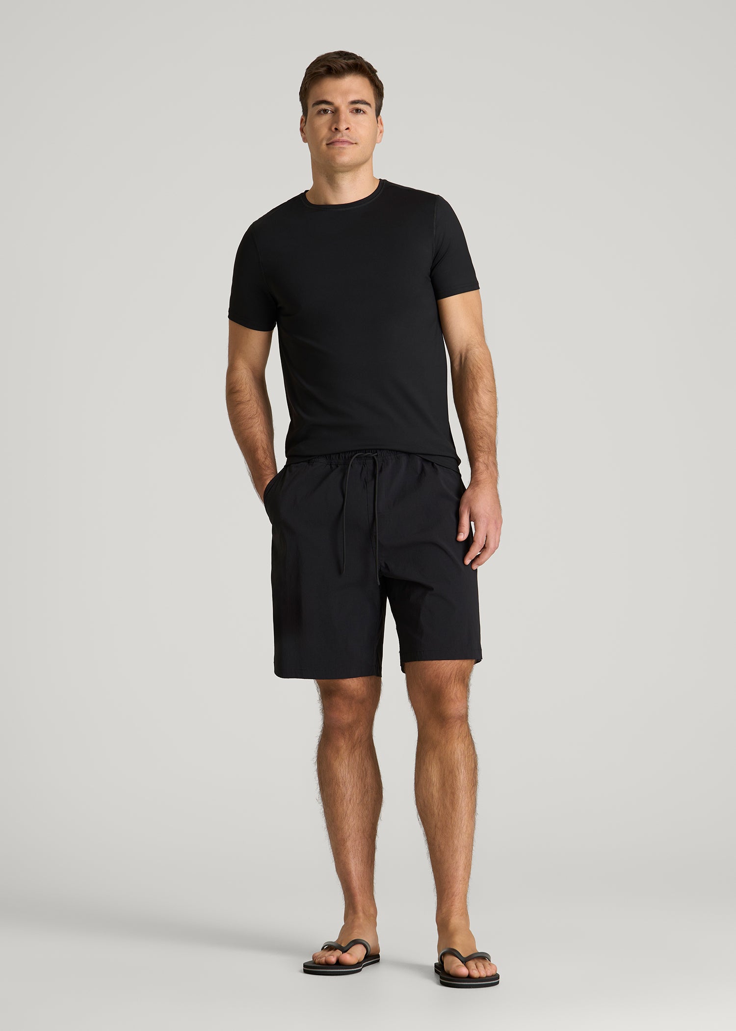 Short Sleeve Rashguard for Tall Men in Deep Black
