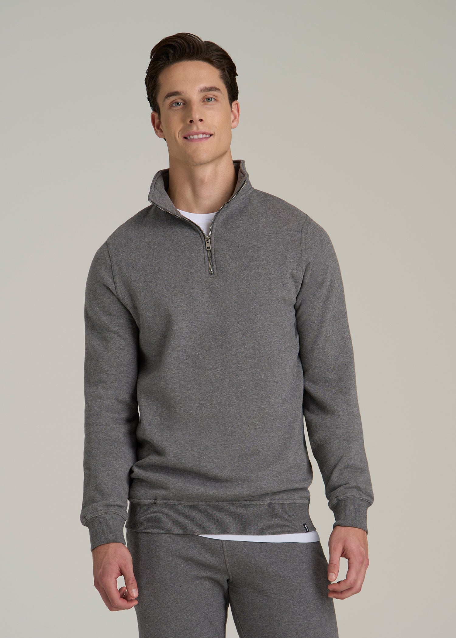 Men's Tall Wearever Fleece Quarter-Zip Sweatshirt Charcoal Mix