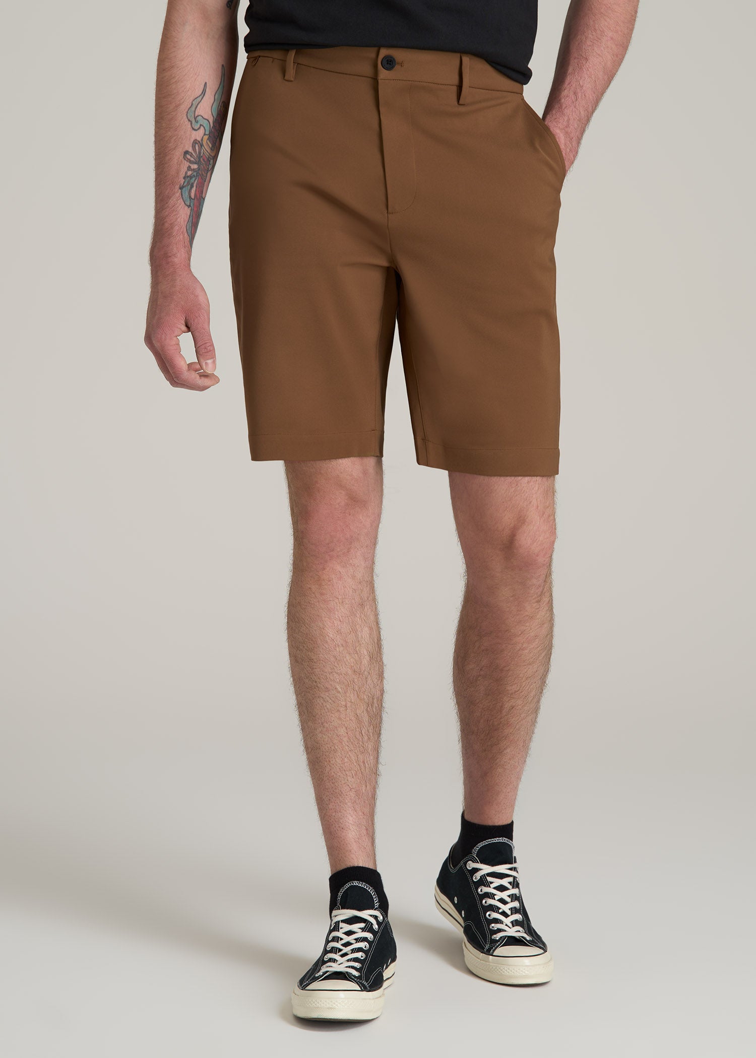 Fashion mens longer length chino shorts