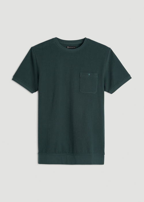 Terry Cotton Pocket Tee for Tall Men in Emerald
