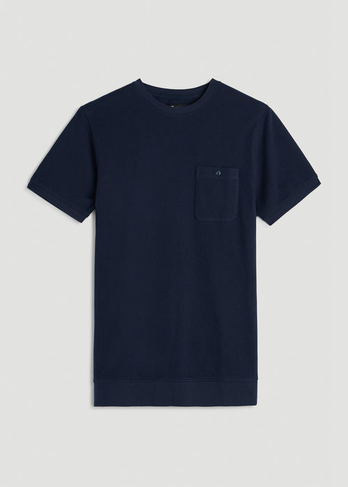 Terry Cotton Pocket Tee for Tall Men in Patriot Blue