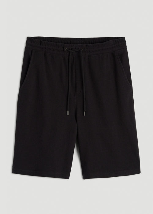 Terry Cotton Pull-On Shorts for Tall Men in Black