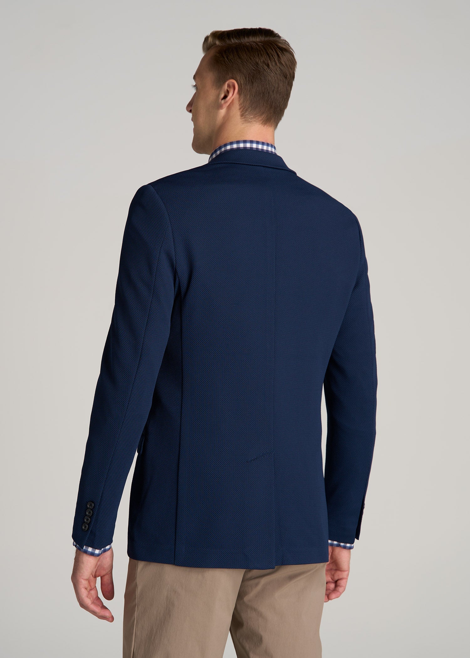 Textured Blazer for Tall Men in Navy Blue
